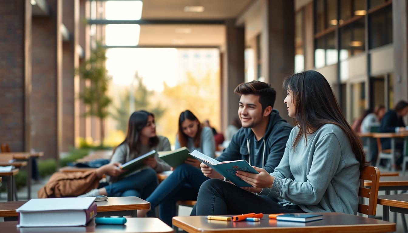 Student using learning strategies while studying